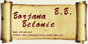 Borjana Belonić vizit kartica